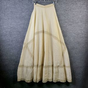 Vintage French Victorian Skirt Marked 32 Actual 23" Ivory Lace Cottagecore